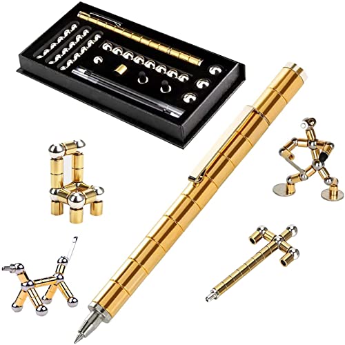 QILUCKY Magnetischer Kugelschreiber, Gadgets für Männer, für Männer und Teenager, Fidget Pen, Lustig Multifunktions Magnetstift (Gold) von QILUCKY