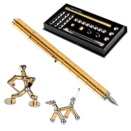 QILUCKY Magnetischer Kugelschreiber, Gadgets für Männer,Fidget Pen, Lustig Multifunktions Magnetstift, für Männer und Teenager (Gold) von QILUCKY