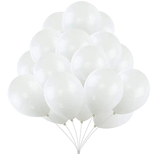 QILZO® 100 Luftballons aus Latex, weiß Metallic, Luftballons für Partys, Geburtstag, Dekoration von QILZO