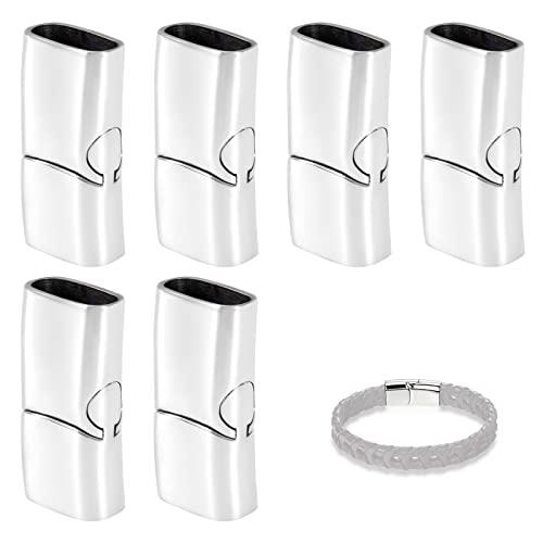 Armband Verschlüsse Magnetic Endkappen zur Schmuckherstellung in Edelstahl Rectangle für Lederseil Halskette Lederband Schnalle Bohrung: 12x6mm von QIMEI-SHOP