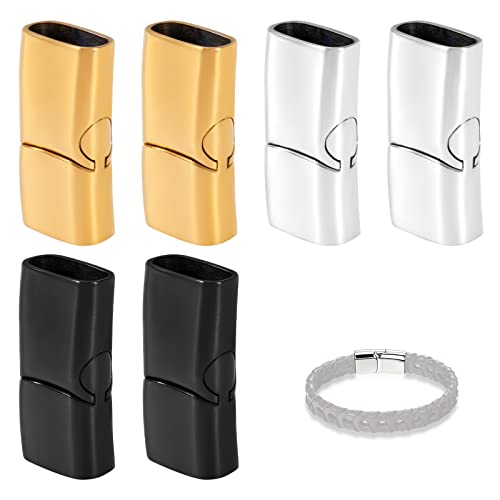 Armband Verschlüsse Magnetic Endkappen zur Schmuckherstellung in Edelstahl Rectangle für Lederseil Halskette Lederband Schnalle Bohrung: 12x6mm von QIMEI-SHOP