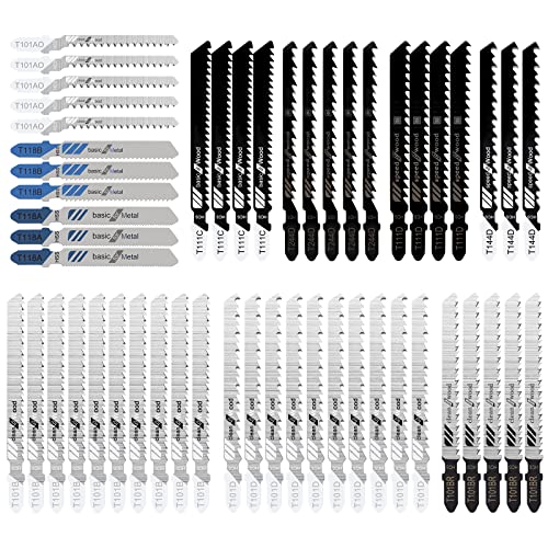 Stichsägeblätter T-Schaft Stichsägeblatt Set aus HSS/HCS Professional für Holz Kunststoff und Metall mit Kunststoff-Box 52 Stück Stichsägeblätter T-Schaft Stichsägeblatt Set aus HSS/HCS Professional für Holz Kunststoff und Metall mit Kunststoff-Box 52 Stück von QIMEI-SHOP
