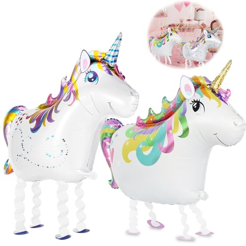 2 Stück Einhorn Luftballon Aluminium,Einhorn Ballon,Einhorn Folienballon,Folienballon Einhornfür Kinder Geburtstag Party Hochzeit Kinder Geschenk von QIMMU