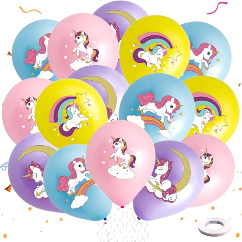 20 Stück Einhorn Luftballon,Einhorn Ballon,Multicoloured Unicorn Balloons,Einhorn Geburtstagsdeko für Thema Party,Kinder Geburtstag,Hochzeit Dekoration Zubehör von QIMMU