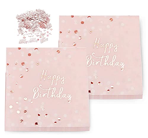 32 Stück Happy Birthday Servietten,Geburtstags Servietten, Servietten Rosegold Geburtstag mit 1 Packungen Geburtstag Konfetti Tisch,für Geburtstag Party Deko 32 Stück Happy Birthday Servietten,Geburtstags Servietten, Servietten Rosegold Geburtstag mit 1 Packungen Geburtstag Konfetti Tisch,für Geburtstag Party Deko von QIMMU