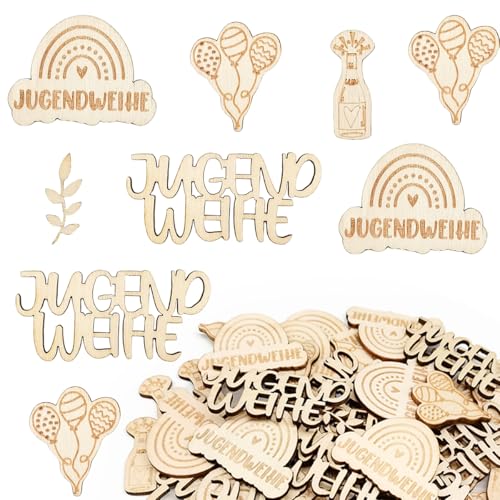 50 Stück Konfetti Jugendweihe,Jugendweihe Deko Konfetti,Jugendweihe Tischdeko Holz von QIMMU