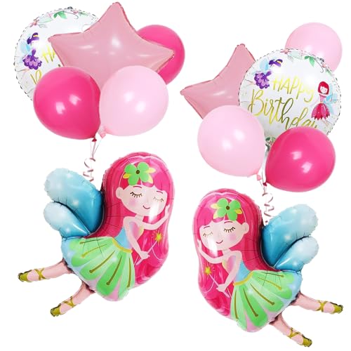 12 Stück Fee Folienballon,Party Deko Fee,Kinder Happy Birthday Fee Ballon,Feen Geburtstag Deko,Zauber Fee Themenballon für Mädchen Geburtstag,Party Dekoration von QIMMU