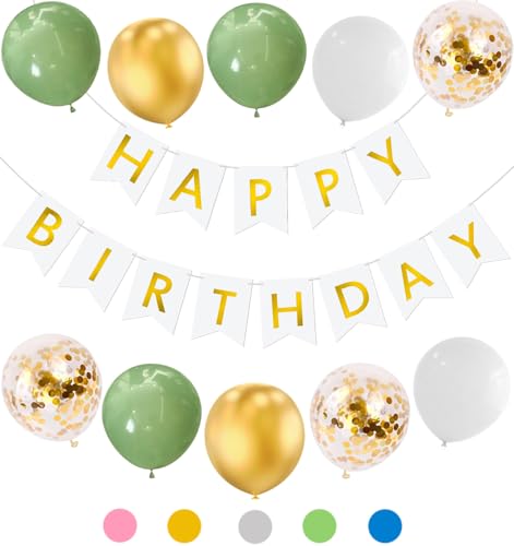 Geburtstagsdeko Grün Gold,Happy Birthday Deko,Deko Geburtstag Frau Mann,Happy birthday Girlande,birthday Decorations,Party deko geburtstag,Luftballons Geburtstag (Grün&Gold) von QIMMU