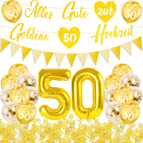 Goldene Hochzeit Deko,Luftballons Goldene Hochzeit 50,Alles Gute Goldene Hochzeit Banner,Deko Goldene Hochzeit 50,Goldene Hochzeit Girlande,Luftballon Zahl 50 Gold,Konfetti 50 Gold Goldene Hochzeit Deko,Luftballons Goldene Hochzeit 50,Alles Gute Goldene Hochzeit Banner,Deko Goldene Hochzeit 50,Goldene Hochzeit Girlande,Luftballon Zahl 50 Gold,Konfetti 50 Gold von QIMMU