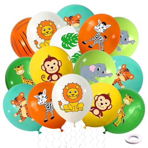 Luftballon Tiere,Dschungel Safari Deko,Ballon Tiere,Luftballons Dschungel Safari,Tier Ballons Geburtstag Wildtiere Thema Party Deko,Safari Party Zubehör für Kinder Geburtstag Mottoparty von QIMMU