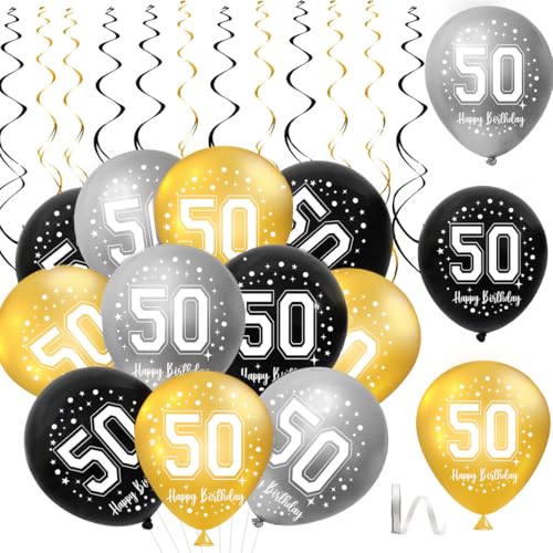 50. Geburtstag Luftballons Mann,30 Stück Schwarz Gold Silber Happy 50. Geburtstag Latex Ballon,50. Geburtstag Party Dekorationen Luftballons für Manner Frauen 50. Geburtstag Dekor 50. Geburtstag Luftballons Mann,30 Stück Schwarz Gold Silber Happy 50. Geburtstag Latex Ballon,50. Geburtstag Party Dekorationen Luftballons für Manner Frauen 50. Geburtstag Dekor von QIMMU