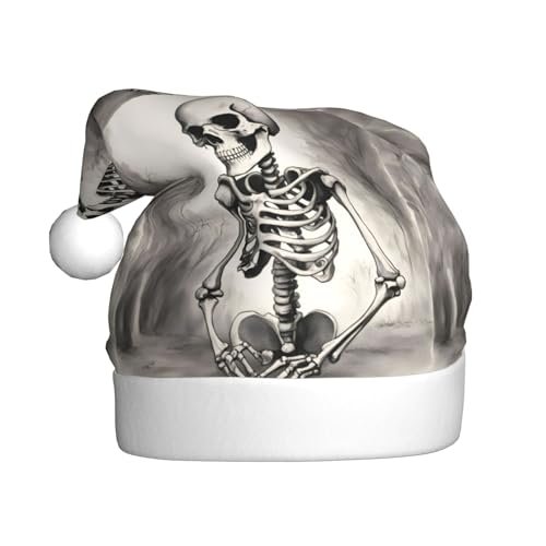 QIN&ZHENG Interessanter Skelett-Druck, personalisierte Weihnachtsmannmütze, lustige Weihnachtsgeschenke für Frauen, Erwachsene, Samt-Plüsch-Weihnachtsmütze QIN&ZHENG Interessanter Skelett-Druck, personalisierte Weihnachtsmannmütze, lustige Weihnachtsgeschenke für Frauen, Erwachsene, Samt-Plüsch-Weihnachtsmütze von QIN&ZHENG