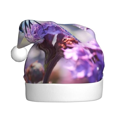 QIN&ZHENG Libellen und Blumen personalisierter Druck Weihnachtsmannmütze Neuheit Lustiges Weihnachtsgeschenk für Frauen Erwachsene Samt Plüsch von QIN&ZHENG