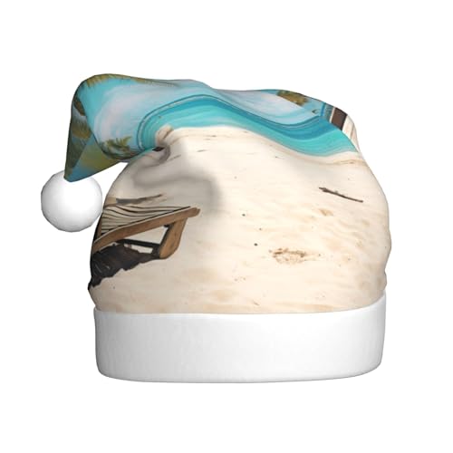 QIN&ZHENG Personalisierte Weihnachtsmann Hut Palmen Sommer Strand Lustige Weihnachtsgeschenke für erwachsene Frauen Weihnachten Hut Samt Weihnachten Hut von QIN&ZHENG