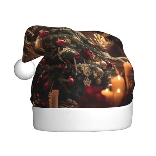 QIN&ZHENG Personalisierte Weihnachtsmann Hut Weihnachtsbaum Druck Neuheit lustige Weihnachtsgeschenke für Frauen Erwachsene Samt Plüsch Weihnachtsmütze von QIN&ZHENG