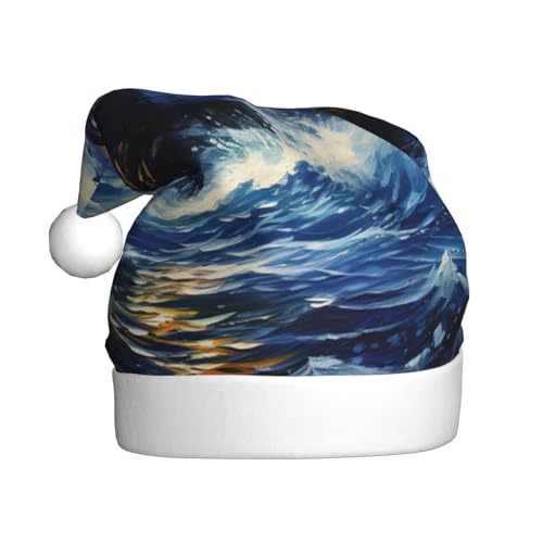 QIN&ZHENG Personalisierte Weihnachtsmannmütze mit Leuchtturm-Druck, lustige Weihnachtsgeschenke für erwachsene Frauen Samt Plüsch Weihnachtsmütze von QIN&ZHENG