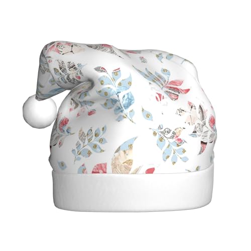 QIN&ZHENG Personalisierte Weihnachtsmannmütze mit wildem Blumendruck lustige Weihnachtsgeschenke für erwachsene Frauen Samt Plüsch Weihnachtsmütze von QIN&ZHENG