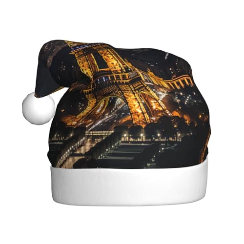 QIN&ZHENG Personalisierte Weihnachtsmütze mit Eiffelturm-Druck, lustiges Weihnachtsgeschenk für erwachsene Frauen Samt Plüsch Weihnachtsmütze von QIN&ZHENG