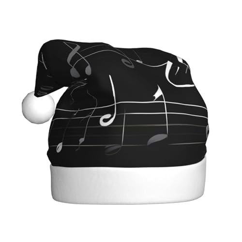 QIN&ZHENG Personalisierte Weihnachtsmütze mit schwarzer Musiknote, lustige Weihnachtsgeschenke für Frauen und Erwachsene aus Samt von QIN&ZHENG