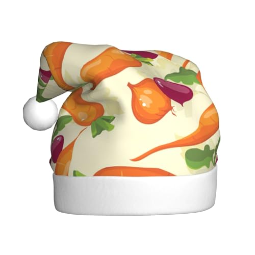QIN&ZHENG Weihnachtsmütze mit Cartoon-Gemüse-Druck, personalisierbar, lustige Weihnachtsgeschenke für Frauen, Erwachsene, Samt-Plüsch-Weihnachtsmütze QIN&ZHENG Weihnachtsmütze mit Cartoon-Gemüse-Druck, personalisierbar, lustige Weihnachtsgeschenke für Frauen, Erwachsene, Samt-Plüsch-Weihnachtsmütze von QIN&ZHENG