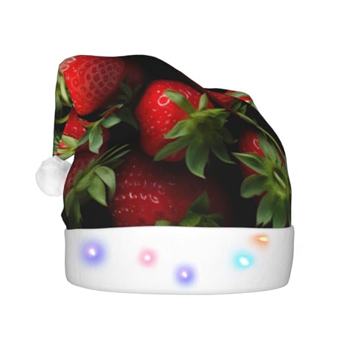 QIN&ZHENG Weihnachtsmütze mit Erdbeer-Druck, uni, personalisierbar, Samt-Hut für Neujahr, Weihnachtsfeier QIN&ZHENG Weihnachtsmütze mit Erdbeer-Druck, uni, personalisierbar, Samt-Hut für Neujahr, Weihnachtsfeier von QIN&ZHENG