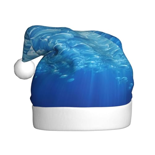 QIN&ZHENG Weihnachtsmütze mit Fisch-Aufdruck, lustige Weihnachtsgeschenke für Frauen, Erwachsene, Samt, Plüsch, Weihnachtsmütze von QIN&ZHENG
