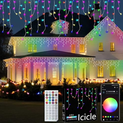 QINER 13M 400 LED Eisregen Lichterkette Außen, Lichtervorhang, Eiszapfen, Lichterkette Multifunktion 40-Modi Erweiterbar lichterketten für Weihnachtsdeko Dach, Traufe, Balkon, Garten QINER 13M 400 LED Eisregen Lichterkette Außen, Lichtervorhang, Eiszapfen, Lichterkette Multifunktion 40-Modi Erweiterbar lichterketten für Weihnachtsdeko Dach, Traufe, Balkon, Garten von QINER