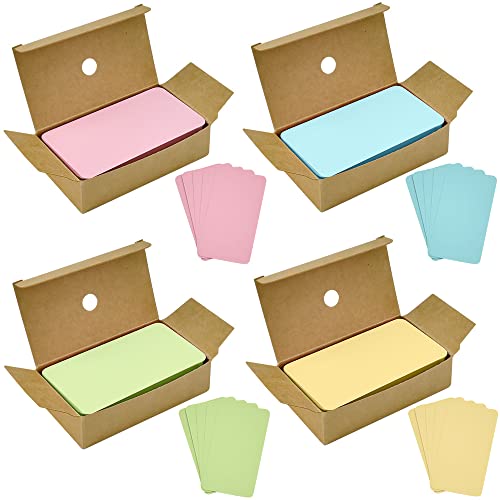 QINERSAW 400 Stück Blanko Papier Karten Bunte Karteikarten Leere Visitenkarten Papier Blanko Memory Karten Kraftpapier Karten Lernkarten Spielkarte Wortkarte Vokabelkarte Flashcards PinkGrün Gelb Blau von QINERSAW