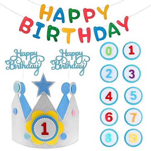 QINERSAW Stoff Geburtstagskrone Geburtstagshut Mädchen und Jungen Filz Happy Birthday Hut mit Zahlen 0-9 Stoffkrone Geburtstag Krone Happy Birthday Girlande Geburtstag Banner mit 2 Tortendeko QINERSAW Stoff Geburtstagskrone Geburtstagshut Mädchen und Jungen Filz Happy Birthday Hut mit Zahlen 0-9 Stoffkrone Geburtstag Krone Happy Birthday Girlande Geburtstag Banner mit 2 Tortendeko von QINERSAW