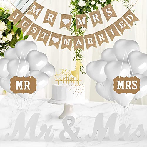 QINERSAW Vintage Hochzeitsdeko Set Deko Hochzeit Dekoration Holz Buchstaben Mr Mrs Deko Hochzeit Girlande Just Married Banner Stuhl Schild Mr&Mrs 20 Ballons Kuchendeko QINERSAW Vintage Hochzeitsdeko Set Deko Hochzeit Dekoration Holz Buchstaben Mr Mrs Deko Hochzeit Girlande Just Married Banner Stuhl Schild Mr&Mrs 20 Ballons Kuchendeko von QINERSAW