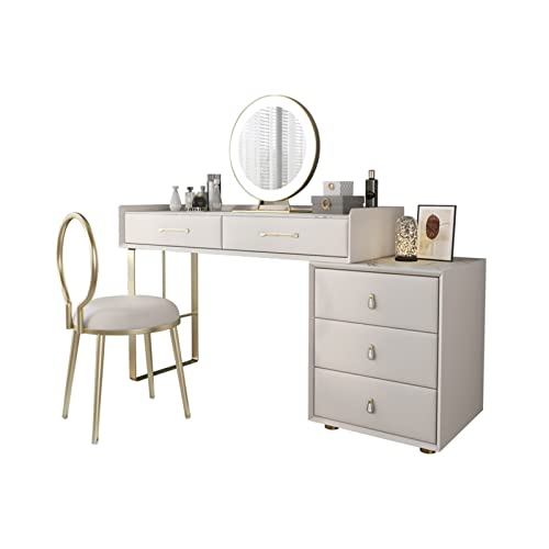 Schminktisch Modernes weißes Schminktisch-Set aus Holz, Kommode, Felsplatte mit Lampe, Schlafzimmer, ausziehbarer, einfacher Kommode, Schreibtisch, Make-up-Stuhl, weißer Kommode, Make-up-Tisch Schmink Schminktisch Modernes weißes Schminktisch-Set aus Holz, Kommode, Felsplatte mit Lampe, Schlafzimmer, ausziehbarer, einfacher Kommode, Schreibtisch, Make-up-Stuhl, weißer Kommode, Make-up-Tisch Schmink von QINGGANG-0224