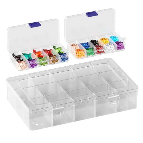 3 Stück Plastik Sortierbox, Aufbewahrungsbox mit Fächer, Einstellbar Sortimentskasten, Sortierboxen für Kleinteile, Sortierkasten Kleinteile für Perlen Schmuck Ohrringe Haargummi Schrauben 3 Stück Plastik Sortierbox, Aufbewahrungsbox mit Fächer, Einstellbar Sortimentskasten, Sortierboxen für Kleinteile, Sortierkasten Kleinteile für Perlen Schmuck Ohrringe Haargummi Schrauben von QINGHEC