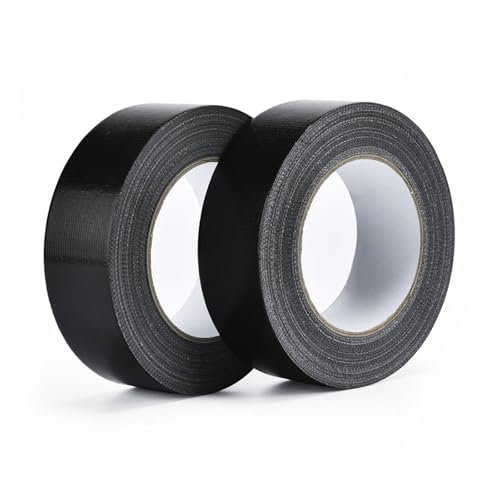 QINGHEC 2 Rollen Panzertape Schwarz Wasserfest, Gafferband Panzerband 27.4m x 25mm, Gewebeklebeband, Extra Starkes Klebeband Schwarz für Reparaturen, Schattierung, Handwerk, Innen und Außenbereich von QINGHEC