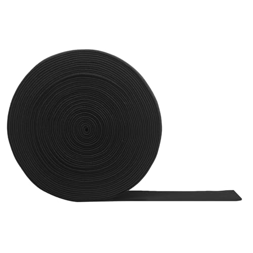 1 Rolle Gummiband zum Nähen, 9 Meter Länge, 25 mm Breite, schweres Stretch, hohe Elastizität, Strick-Gummiband, für selbstgemachte Taillenbänder und Halsausschnitte, Schwarz von QINGSHENG