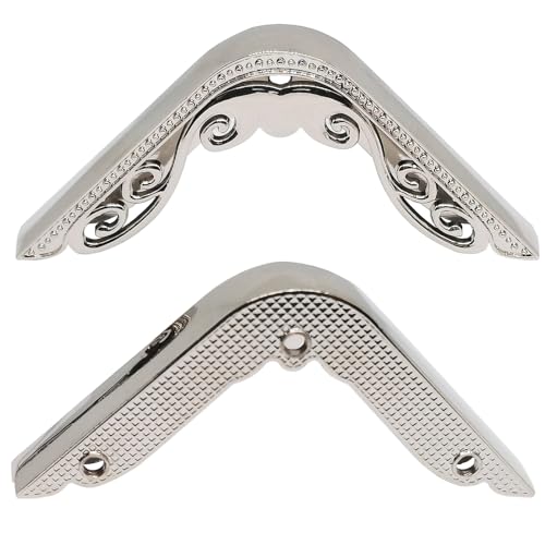 Dekorativer Eckenschutz aus Metall, dreieckig, geschnitzt, dekorativ, Winkel, 50 x 8 mm, silberfarben, 4 Stück Dekorativer Eckenschutz aus Metall, dreieckig, geschnitzt, dekorativ, Winkel, 50 x 8 mm, silberfarben, 4 Stück von QINGSHENG