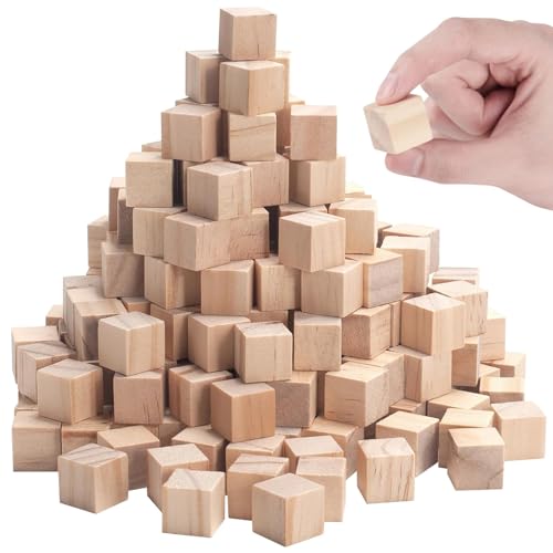 QINGYIWL 200 Stück Holzwürfel 20mm Holzklötzchen zum Basteln, Blanko Holzklötzchen Natur Holzklötze Holzblock Holz Quadrat Holzklotz Bastelholz Klötzchen für DIY Basteln Malen Handwerk Dekoration von QINGYIWL