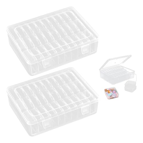 QINGYIWL 60 Stück Kleine Aufbewahrungsboxen (5,5 x 5,5 x 2cm), Mini Aufbewahrungsbox mit Deckel, Sortierboxen für Kleinteile, Perlen, Schrauben, Schmuck von QINGYIWL