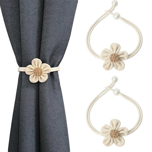 QINGYIWL Vorhang Raffhalter Kamelie 4 Stück mit Perlen Gardinen Raffhalter für Raffhalter Boho Deko Einfach und Elegant Beige Seil für Home Haus Dekoration QINGYIWL Vorhang Raffhalter Kamelie 4 Stück mit Perlen Gardinen Raffhalter für Raffhalter Boho Deko Einfach und Elegant Beige Seil für Home Haus Dekoration von QINGYIWL