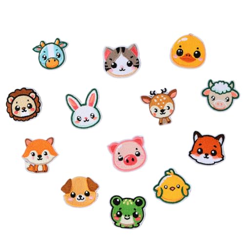 13 Stück Tier Patches zum Aufbügeln, Bestickte Bügelflicken Kinder, Aufnäher Tiere für Kleidung, Jeans, T-Shirt, Jacken, DIY Applikationen zum Reparieren oder Verzieren von QINGZY