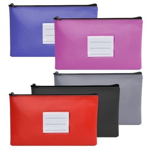 5 Stück Geldtaschen Banktasche Leder, 27 x 15 cm Dokumentenmappe A5, Bankmappe Geldscheintasche Klein mit Reißverschluss und Fenster, Geldscheine Aufbewahrung für Schule Haushalt Geschäftlich 5 Stück Geldtaschen Banktasche Leder, 27 x 15 cm Dokumentenmappe A5, Bankmappe Geldscheintasche Klein mit Reißverschluss und Fenster, Geldscheine Aufbewahrung für Schule Haushalt Geschäftlich von QINGZY