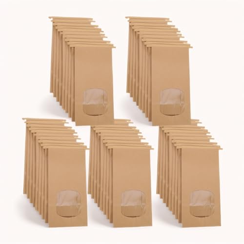 50 Stück Kraftpapier Tüten mit Sichtfenster, 17x9x6cm, Ölbeständig für Gastgeschenke, Nüsse Kaffeebohnen Teeblätter Gewürze, Braune Papiertüte, Süßigkeiten Beutel für Hochzeit, Weihnachten (50pcs) 50 Stück Kraftpapier Tüten mit Sichtfenster, 17x9x6cm, Ölbeständig für Gastgeschenke, Nüsse Kaffeebohnen Teeblätter Gewürze, Braune Papiertüte, Süßigkeiten Beutel für Hochzeit, Weihnachten (50pcs) von QINGZY