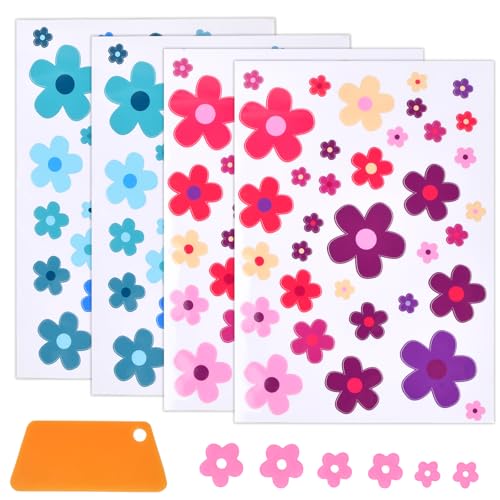 Blumen Fahrrad Sticker, 5Pcs Autoaufkleber Blümchen Aufkleber Retro, Flower-Power Sticker bunt, Wasserfest Prilblumen Aufkleber Dekoration für Laptop Auto Motorrad Handy Notizbuch (Niedlicher Stil) von QINGZY