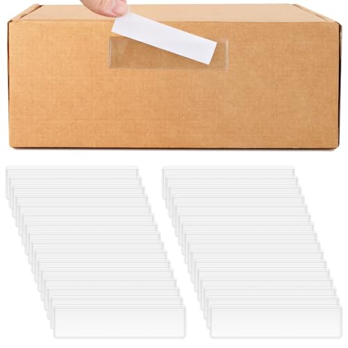 Etikettenhalter, 32 Stück Etikettenhalter Selbstklebend, 11x3cm selbstklebende Regaletiketten, Transparent selbstklebende etikettenhalter klein für Bibliotheken Geschäften Lagerregalen von QINGZY