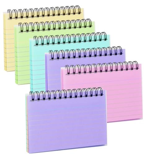 Karteikarten 300 Stück, Linierte Karteikarten 8x13cm, 5 Farben Lernkarten mit Spiralbindung, Mehrfarben Lernkarten Flashcards für Schulsachen, Lernen zubehör von QINGZY