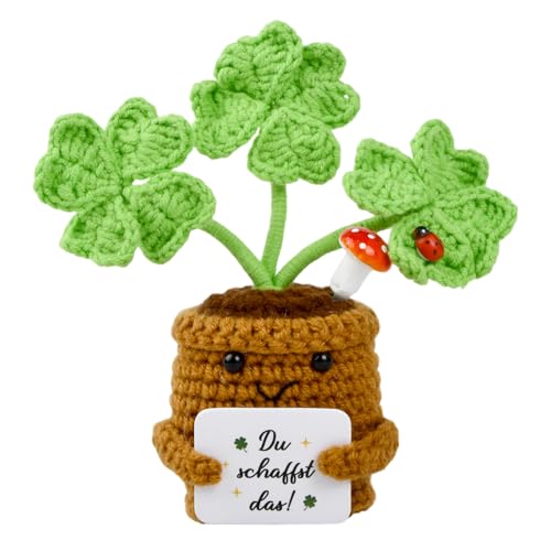 QINGZY Künstliche Blumen Häkeln, Mini Gestrickte Blumentopf, Häkelblume Blumen Topfpflanze, Kleine Handgefertigte Häkelblume für Home Office Tischdekoration Geschenk (C) von QINGZY