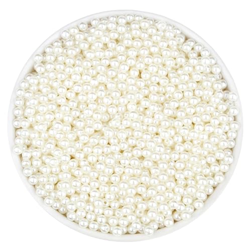 QINJIEJIE 1500 Stück Kleine Perlen Weiß 6mm Bastelperlen zum Auffädeln, Lose Beads Runde Weiß Perlen für DIY Schmuckherstellung, Armbänder, Halsketten, Dekoration und Vasenfüller von QINJIEJIE