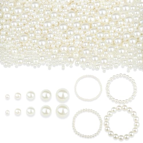 QINJIEJIE 1500 Stück Perlen Weiß, 5 Verschiedene Größen Weiße Bastelperlen zum Auffädeln, Runde Perlen Lose Beads für Jewellery Making DIY Schmuckherstellung, Armbänder, Halsketten und Vasenfüller QINJIEJIE 1500 Stück Perlen Weiß, 5 Verschiedene Größen Weiße Bastelperlen zum Auffädeln, Runde Perlen Lose Beads für Jewellery Making DIY Schmuckherstellung, Armbänder, Halsketten und Vasenfüller von QINJIEJIE
