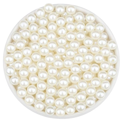 QINJIEJIE 200 Stück 12mm Weiß Perlen Groß Bastelperlen zum Auffädeln, Lose Beads Runde Weiß Perlen für DIY Schmuckherstellung, Armbänder, Halsketten, Dekoration und Vasenfüller von QINJIEJIE
