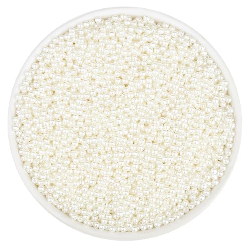 QINJIEJIE 2500 Stück Weiß Kleine Perlen 4mm Bastelperlen zum Auffädeln, Lose Beads Runde Weiß Perlen für DIY Schmuckherstellung, Armbänder, Halsketten, Dekoration und Vasenfüller von QINJIEJIE