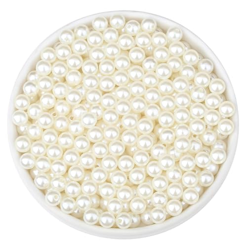 QINJIEJIE 400 Stück 10mm Weiß Perlen Groß Bastelperlen zum Auffädeln, Lose Beads Runde Weiß Perlen für DIY Schmuckherstellung, Armbänder, Halsketten, Dekoration und Vasenfüller von QINJIEJIE